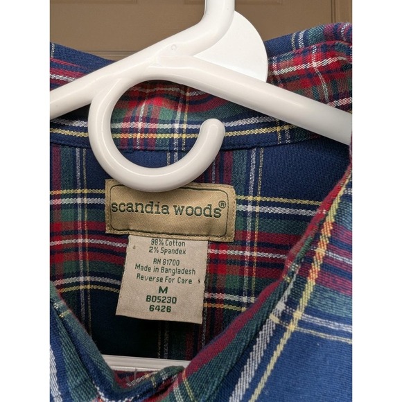 Scandia Woods Mens Size Medium Cotton Blend Heavy Quality Red Blue Plaid Vintage - Picture 6 of 7